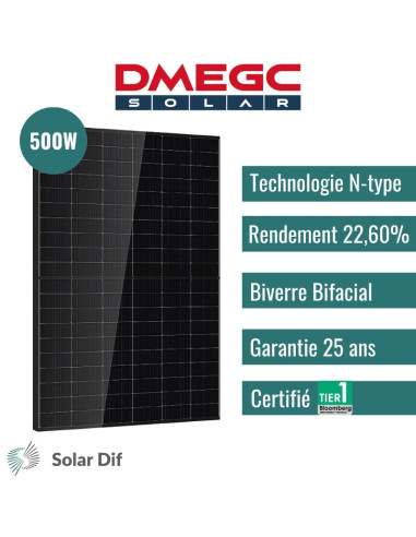 Panneau solaire PPE2 DMEGC 500W Cadre noir...