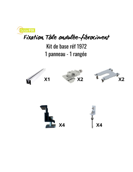 Kit SOLARFIX pour 1er panneau solaire sur toiture tôle ondulée/fibrociment pose portrait