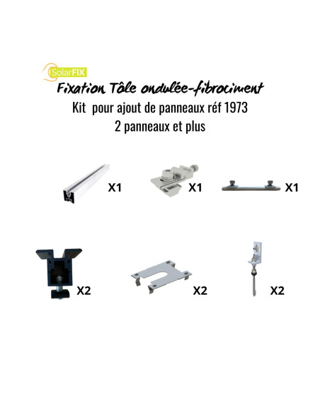 Kit SOLARFIX pour panneau(x) solaire(s) suivant(s) sur toiture tôle ondulée/fibrociment pose portrait