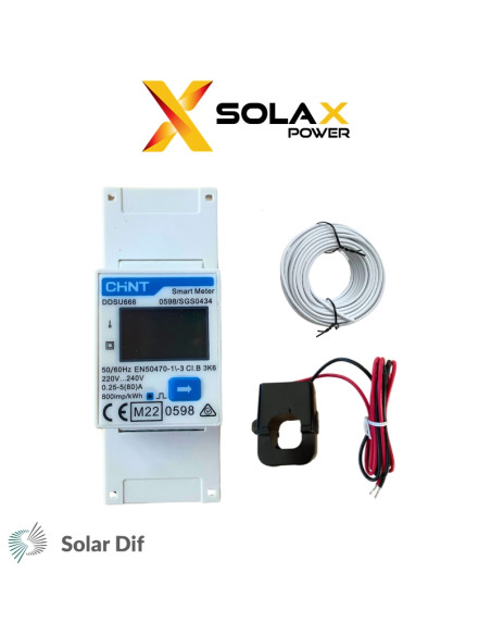 Compteur analyseur / smart meter DDSU 666 CT pour onduleur SOLAX avec tore de mesure monophasé