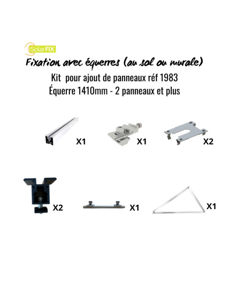 KIT SOLARFIX pour panneau(x) solaire(s) suivant(s) au sol sur équerres 1410mm