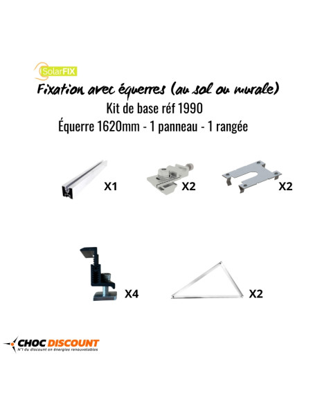 KIT SOLARFIX pour 1er panneau au sol sur équerres 1620mm