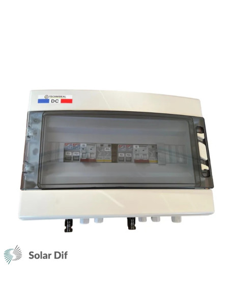 Coffret de protection DC courant continu 600V et parafoudre 2 entrées 2 sorties (2 x MPPT) avec fusible - TECHNIDEAL