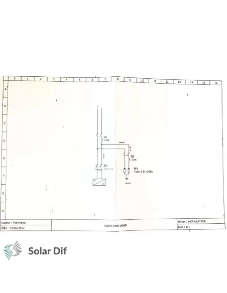Coffret de protection AC courant alternatif et parafoudre 6kW monophasé (C32) - Type B - TECHNIDEAL