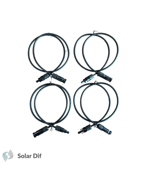 Lot de 4 x  Allonge 1m câble solaire photovoltaïque 4mm² noir MC4 montés