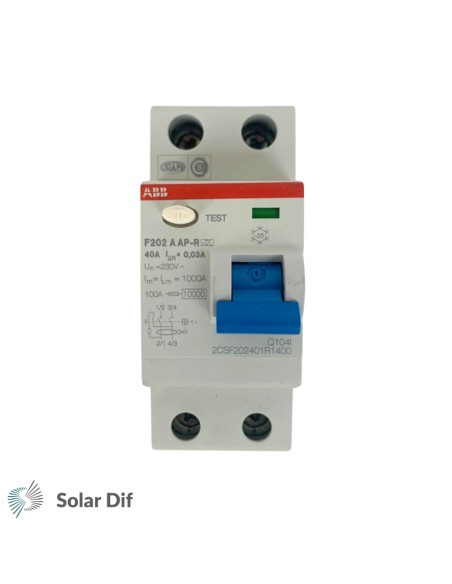 Interrupteur sectionneur différentiel monophasé  2P ABB type AC 25A 300mA