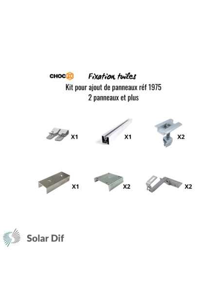 Kit CHOCFIX pour panneau(x) solaire(s) suivant(s) sur toiture tuile pose portrait