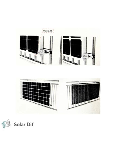 Kit fixation pour balcon pour 1 panneau solaire...