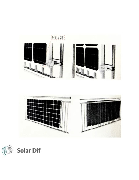 Kit fixation pour balcon pour 1 panneau solaire - AUSTA