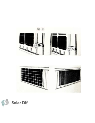 Kit fixation pour balcon pour 2 panneaux - AUSTA