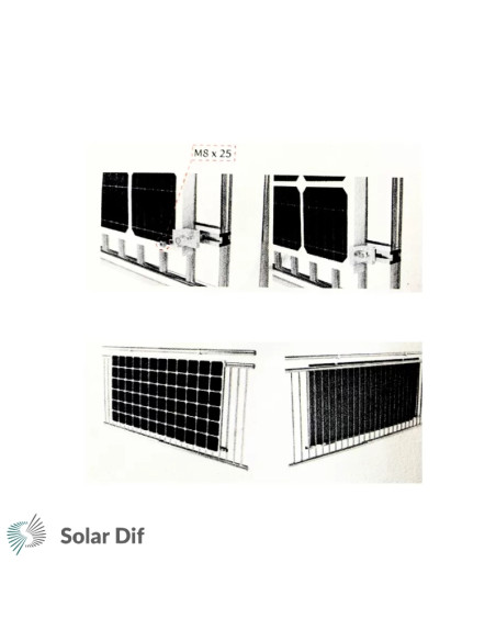 Kit fixation pour balcon pour 2 panneaux - AUSTA