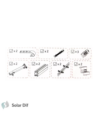 Kit fixation pour balcon pour 2 panneaux - AUSTA