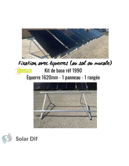 KIT SOLARFIX pour 1er panneau au sol sur équerres 1620mm