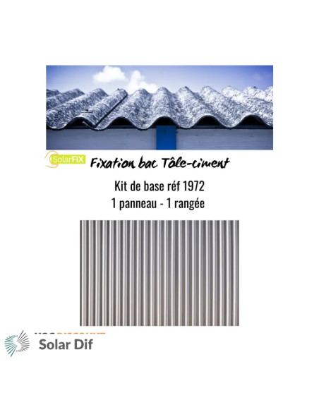 Kit SOLARFIX pour 1er panneau solaire sur toiture tôle ondulée/fibrociment pose portrait