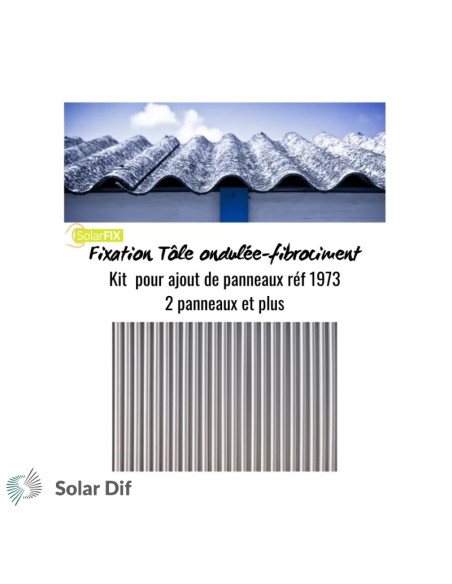 Kit SOLARFIX pour panneau(x) solaire(s) suivant(s) sur toiture tôle ondulée/fibrociment pose portrait