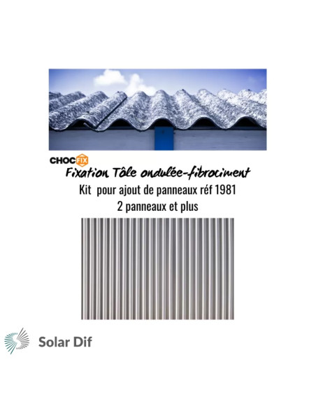 Kit CHOCFIX pour panneau(x) solaire(s) suivant(s) sur toiture tôle ondulée/fibrociment pose portrait