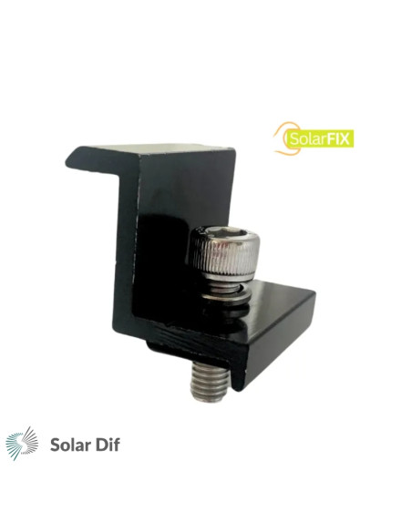 Clame / bride de fin BLACK de rail SOLARFIX pour panneaux solaires épaisseur 30mm