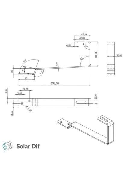 Platine crochet de fixation CHOCFIX pour panneaux solaires pour toiture tuile plate