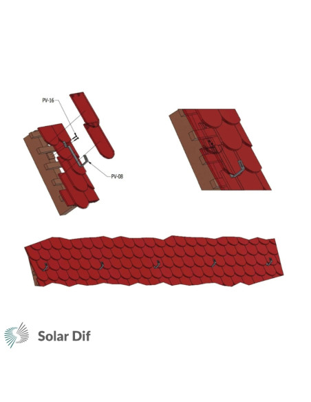 Platine crochet de fixation CHOCFIX pour panneaux solaires pour toiture tuile plate