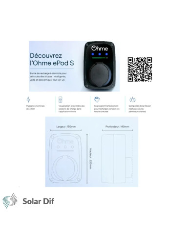 Borne de recharge OHME ePod S monophasé 7,4kW