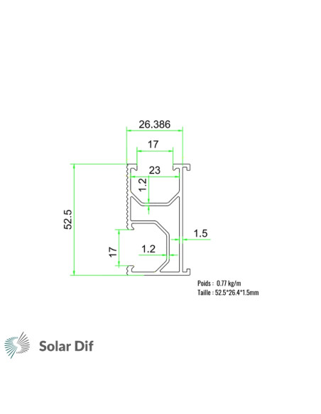 Rail alu SOLARFIX longueur 2,40 mètres pour panneaux solaires